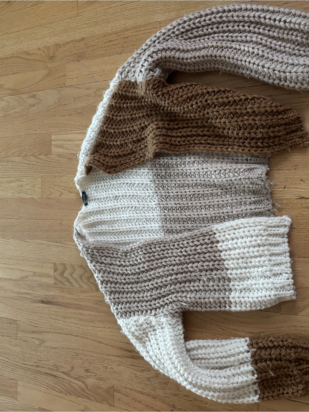 wild fable Colorblock Chunky Knit Cardigan - Cream, Tan, Brown